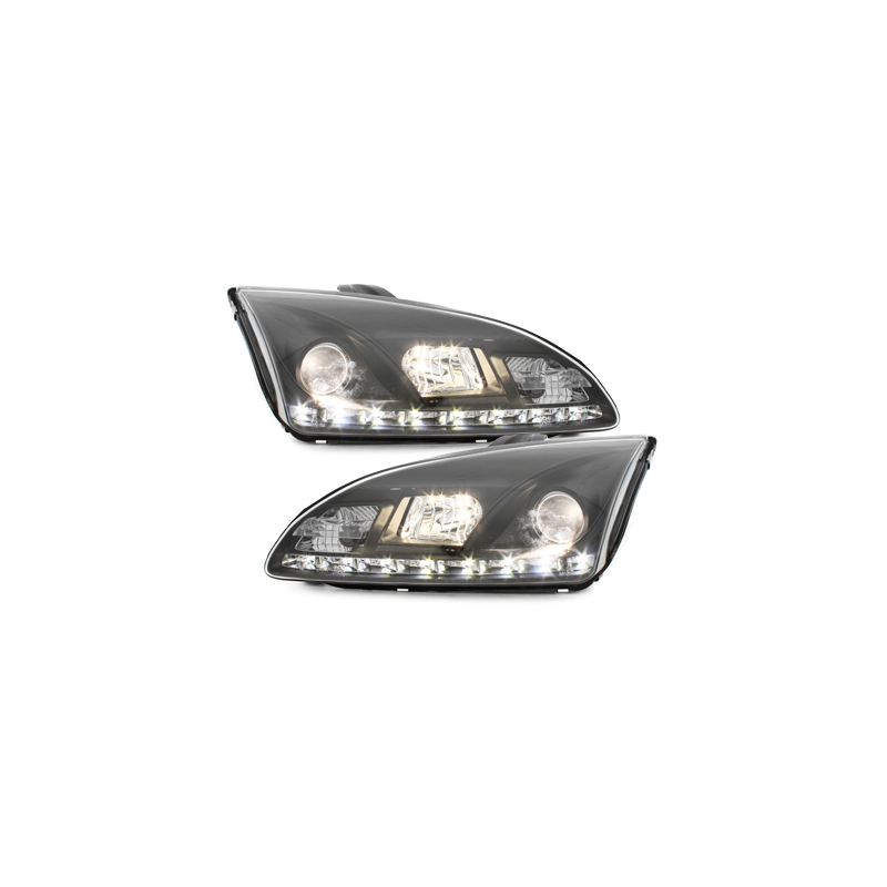 Phares DAYLINE Ford Focus 05-02.08  avec feux diurne LED  Noir