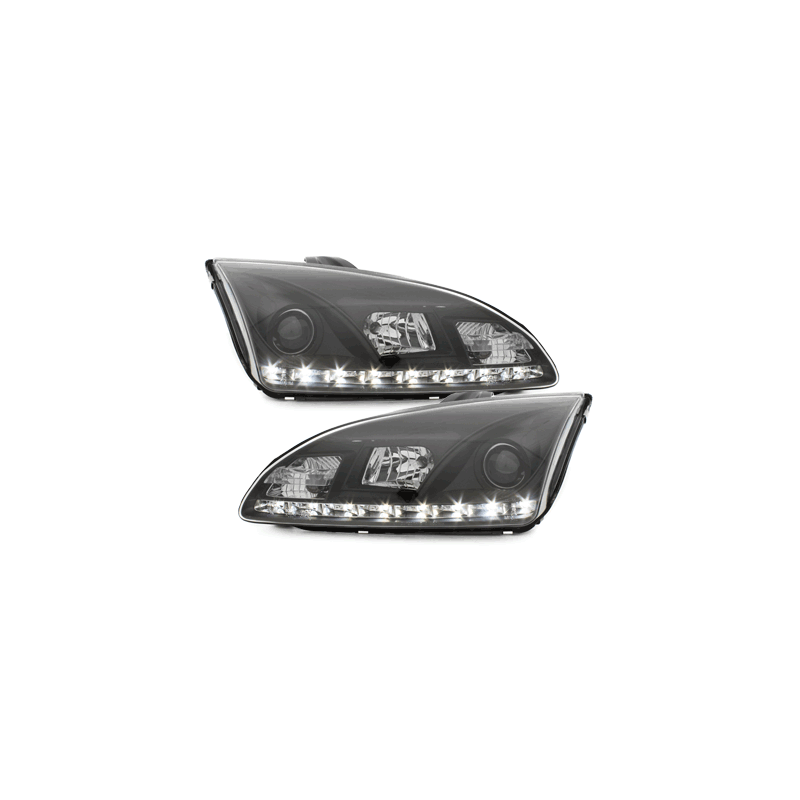 Phares DAYLINE Ford Focus 05-02.08  avec feux diurne LED  Noir