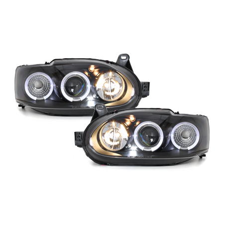 Phares Ford Escort MK7  avec 2 Anneaux lumineux Angel Eyes   Noir