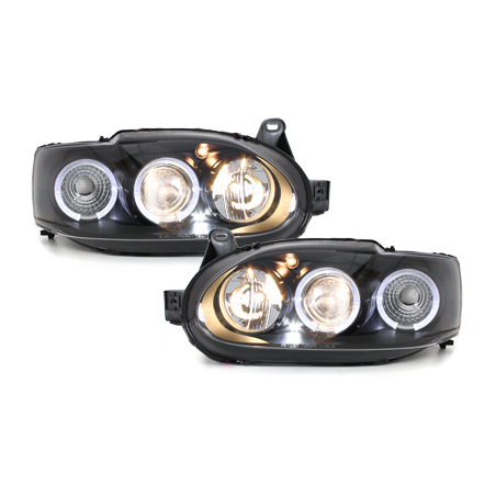 Phares Ford Escort MK7  avec 2 Anneaux lumineux Angel Eyes   Noir