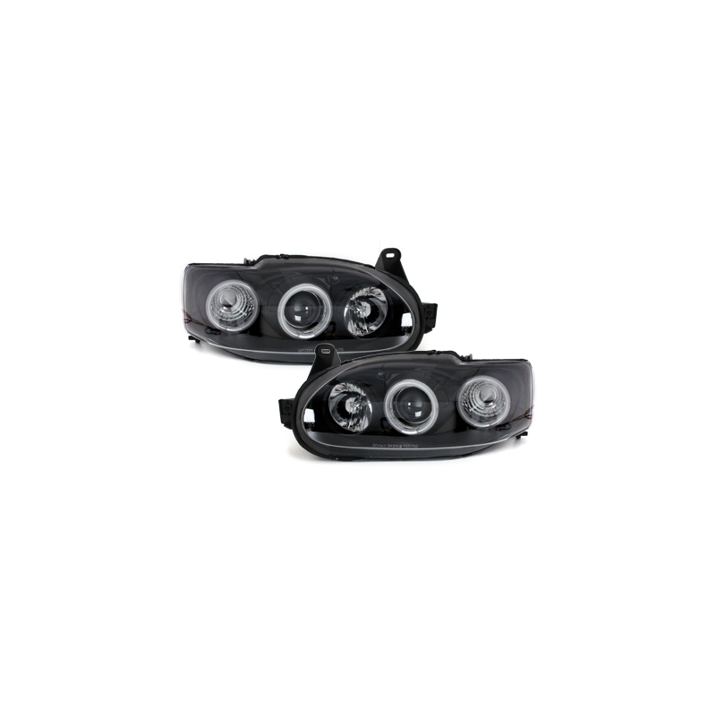 Phares Ford Escort MK7  avec anneaux lumineux angel eyes CCFL  Noir