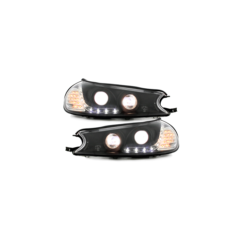 Phares DAYLINE Ford Mondeo 96-00  avec feux diurne LED  Noir
