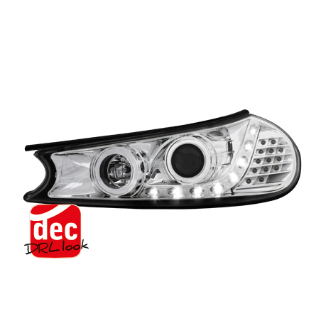 Phares DAYLINE Ford Mondeo 96-00  avec feux diurne LED  Chrome