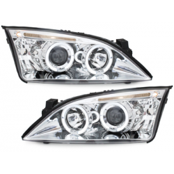 Phares Ford Mondeo 00-07  avec 2 Anneaux lumineux Angel Eyes  Chrome