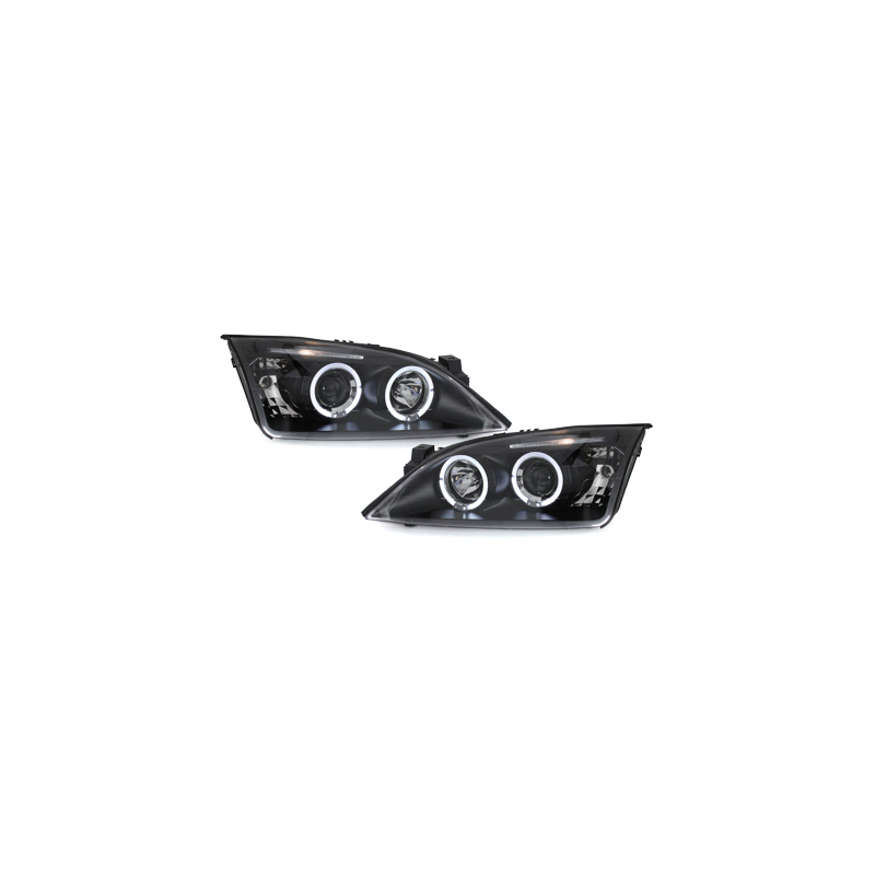 Phares Ford Mondeo 00-07  avec 2 Anneaux lumineux Angel Eyes  Noir