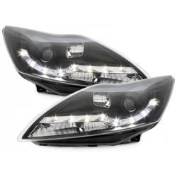 Phares DAYLINE Ford Focus 08-11  avec feux diurne LED  Chrome