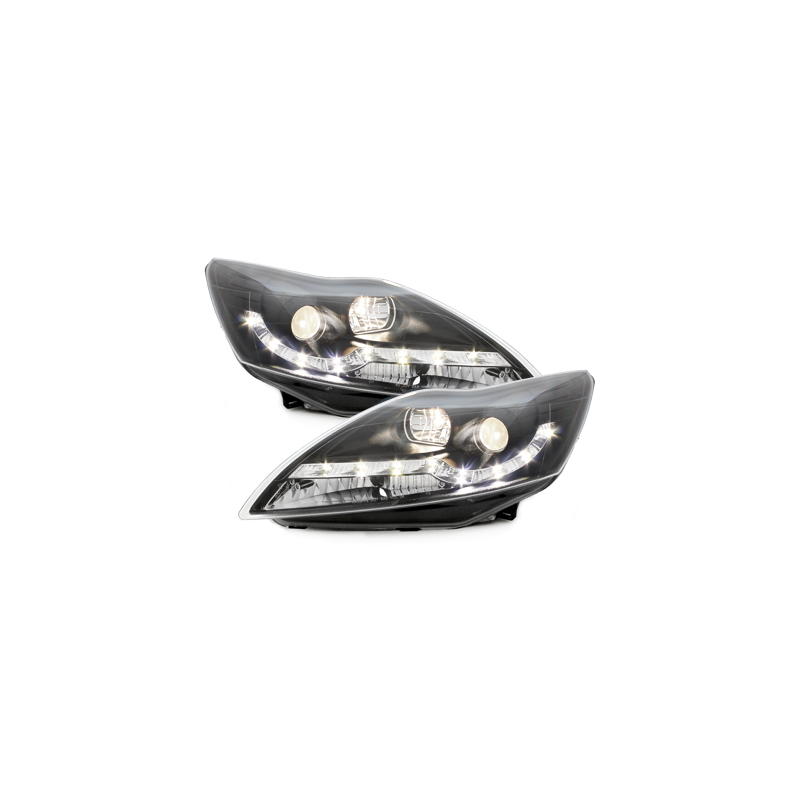 Phares DAYLINE Ford Focus 08-11  avec feux diurne LED  Chrome