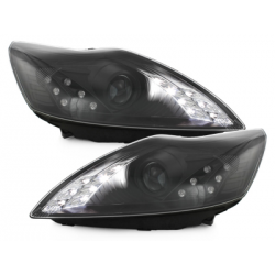 Phares DAYLINE Ford Focus 08-10  avec feux diurne LED Noir