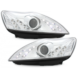 Phares DAYLINE Ford Focus 08-10  avec feux diurne LED  Chrome