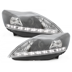 Phares DAYLINE Ford Focus 08-11  avec feux diurne LED Noir