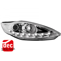 Phares DAYLINE Ford Fiesta 7_08-10 avec feux diurne LED  Chrome