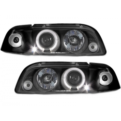 Phares Fiat Punto 93-99  avec Anneaux lumineux Angel Eyes   Noir
