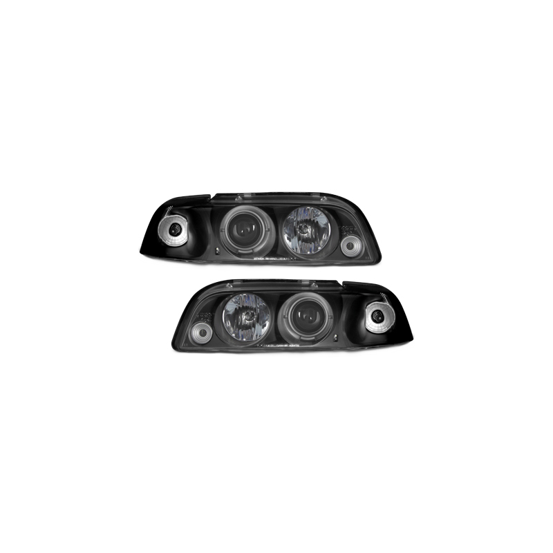 Phares Fiat Punto 93-99  avec Anneaux lumineux Angel Eyes   Noir