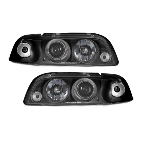 Phares Fiat Punto 93-99  avec Anneaux lumineux Angel Eyes   Noir