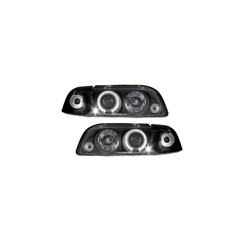 Phares Fiat Punto 93-99  avec Anneaux lumineux Angel Eyes   Noir