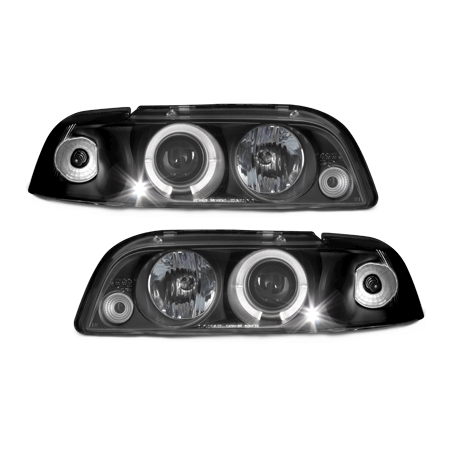 Phares Fiat Punto 93-99  avec Anneaux lumineux Angel Eyes   Noir