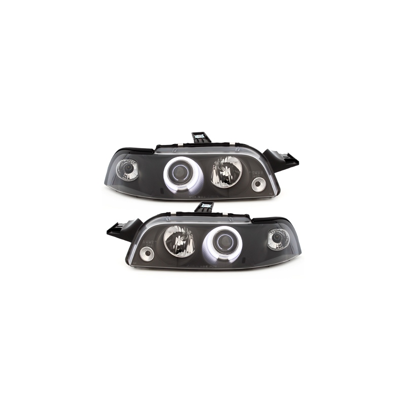 Phares Fiat Punto 93-99  avec anneaux lumineux angel eyes CCFL  Noir