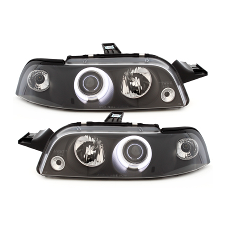 Phares Fiat Punto 93-99  avec anneaux lumineux angel eyes CCFL  Noir