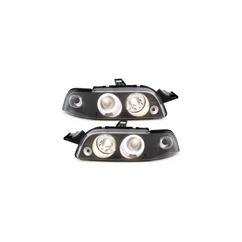 Phares Fiat Punto 93-99  avec anneaux lumineux angel eyes CCFL  Noir