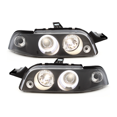 Phares Fiat Punto 93-99  avec anneaux lumineux angel eyes CCFL  Noir