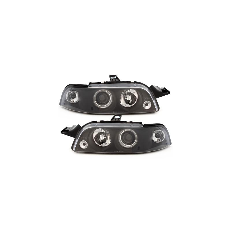 Phares Fiat Punto 93-99  avec anneaux lumineux angel eyes CCFL  Noir