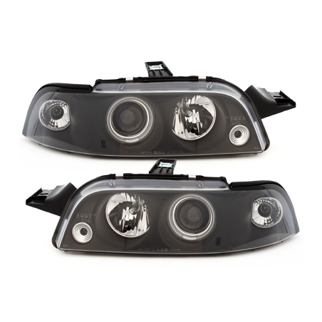 Phares Fiat Punto 93-99  avec anneaux lumineux angel eyes CCFL  Noir