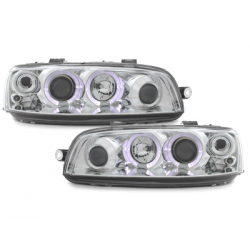 Phares Fiat Punto 99-03  avec 2 Anneaux lumineux Angel Eyes  Chrome