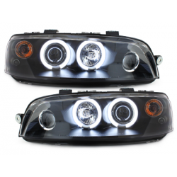 Phares Fiat Punto 99-03  avec anneaux lumineux angel eyes CCFL  Noir
