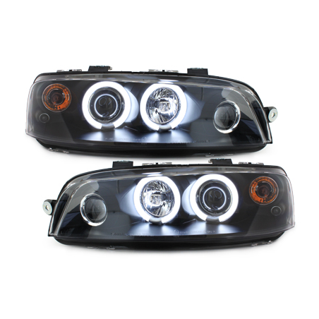 Phares Fiat Punto 99-03  avec anneaux lumineux angel eyes CCFL  Noir