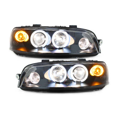 Phares Fiat Punto 99-03  avec anneaux lumineux angel eyes CCFL  Noir