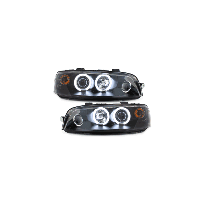Phares Fiat Punto 99-03  avec anneaux lumineux angel eyes CCFL  Noir