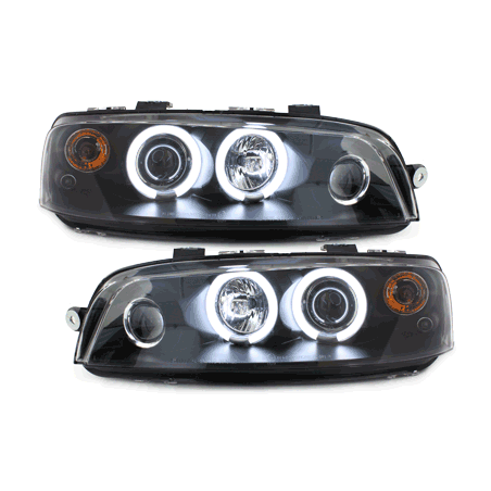 Phares Fiat Punto 99-03  avec anneaux lumineux angel eyes CCFL  Noir