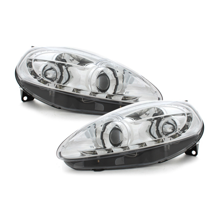 Phares DAYLINE Fiat G.Punto 2005-2008 avec Feux Diurne Led Chrome