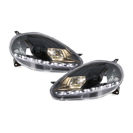  Phares Phares D-LITE Fiat G.Punto 05-08 Led Drl noir