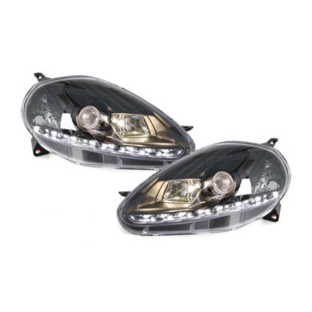  Phares Phares D-LITE Fiat G.Punto 05-08 Led Drl noir