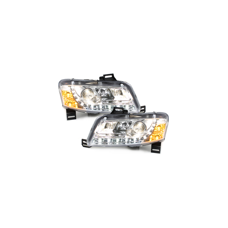Phares DAYLINE Fiat Stilo 01-08  avec Feux Diurne Led  Chrome