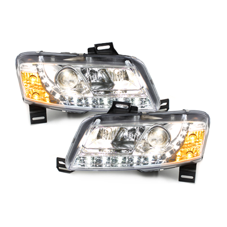 Phares DAYLINE Fiat Stilo 01-08  avec Feux Diurne Led  Chrome