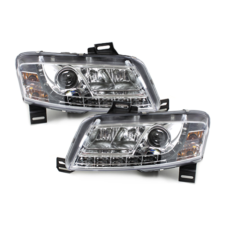 Phares DAYLINE Fiat Stilo 01-08  avec Feux Diurne Led  Chrome