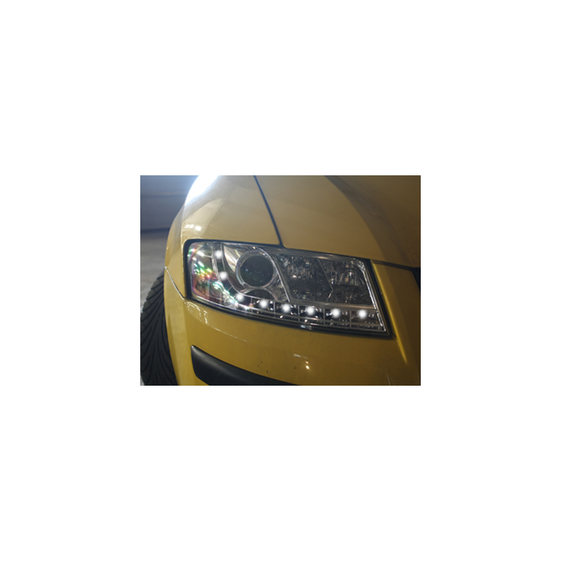 Phares DAYLINE Fiat Stilo 01-08  avec Feux Diurne Led  Chrome