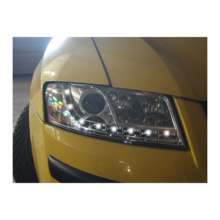 Phares DAYLINE Fiat Stilo 01-08  avec Feux Diurne Led  Chrome