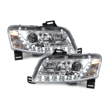 Phares DAYLINE Fiat Stilo 01-08  avec Feux Diurne Led  Chrome