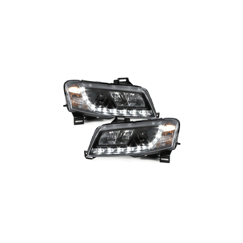 Phares DAYLINE Fiat Stilo 01-08  avec Feux Diurne Led  Noir