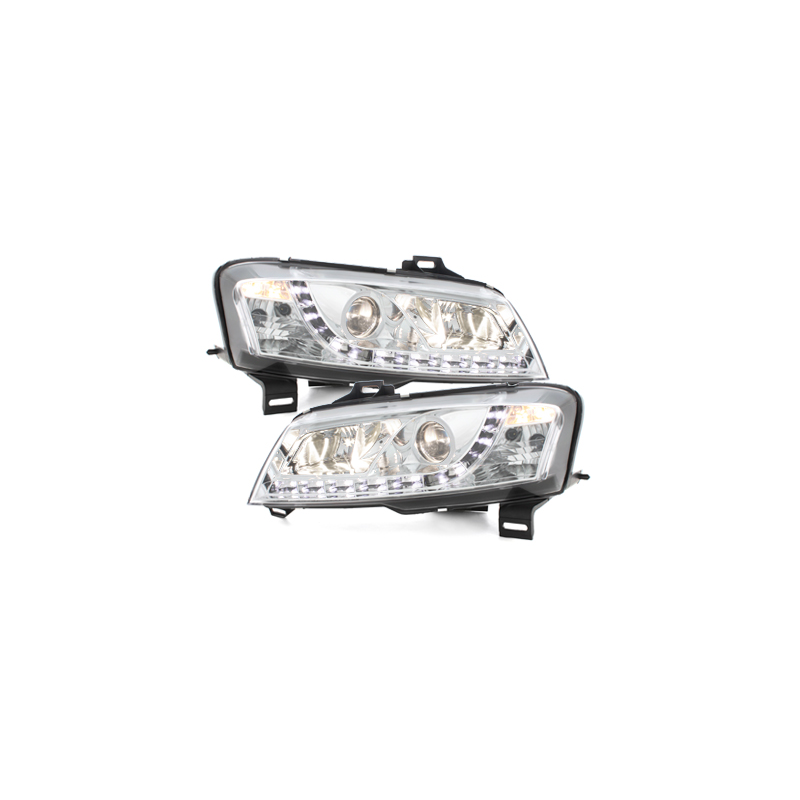 Phares D-LITE Fiat Stilo 01-08  avec Feux Diurne  Chrome