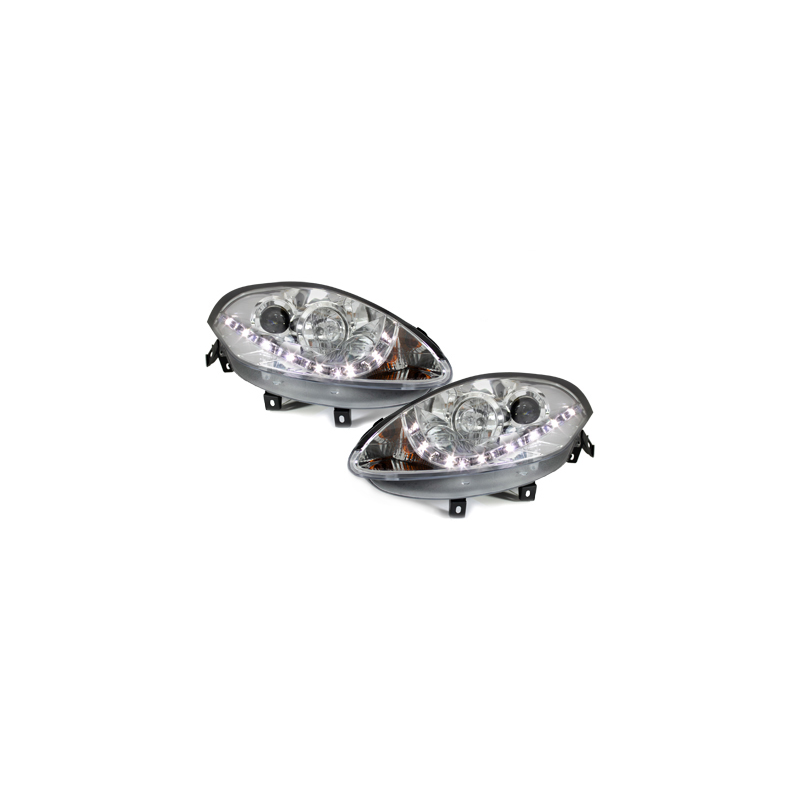 Phares DAYLINE Fiat Bravo 07-10  avec Feux Diurne LED   Chrome