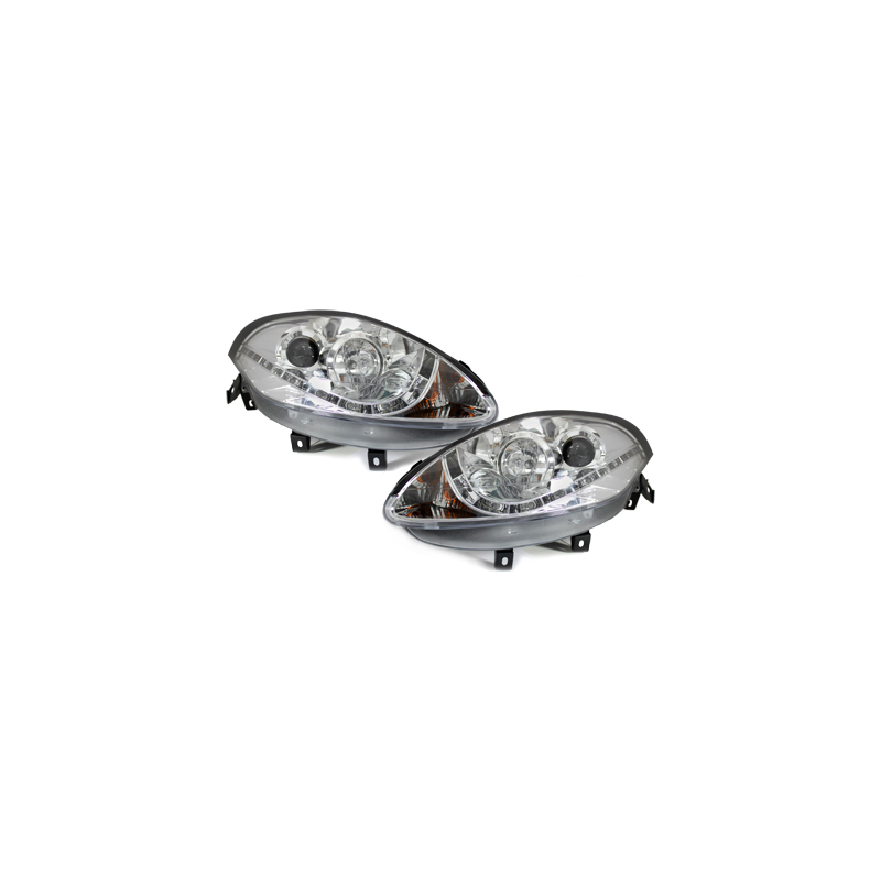 Phares DAYLINE Fiat Bravo 07-10  avec Feux Diurne LED   Chrome