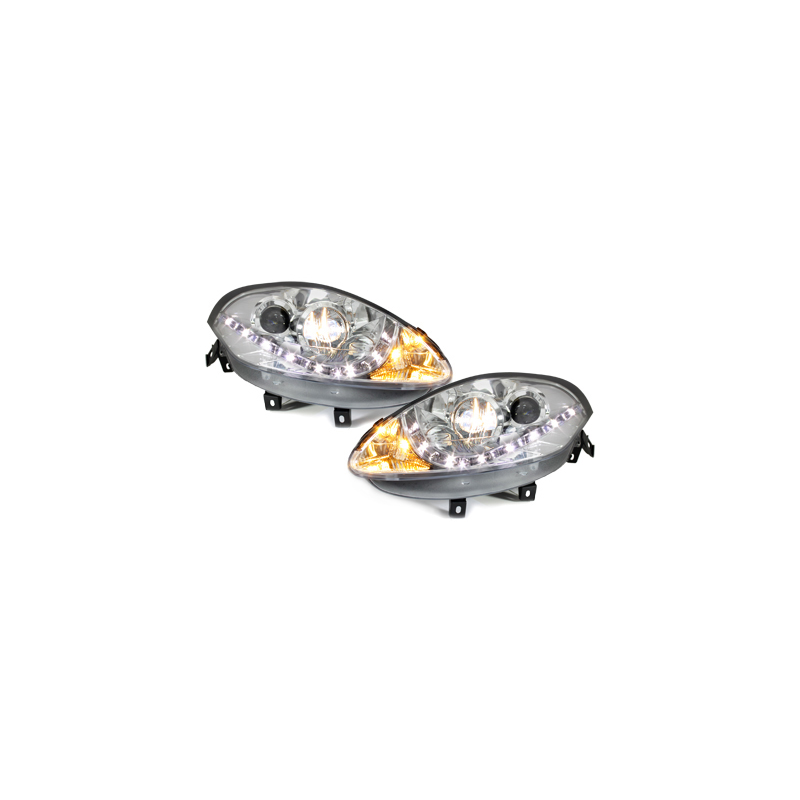 Phares DAYLINE Fiat Bravo 07-10  avec Feux Diurne LED   Chrome