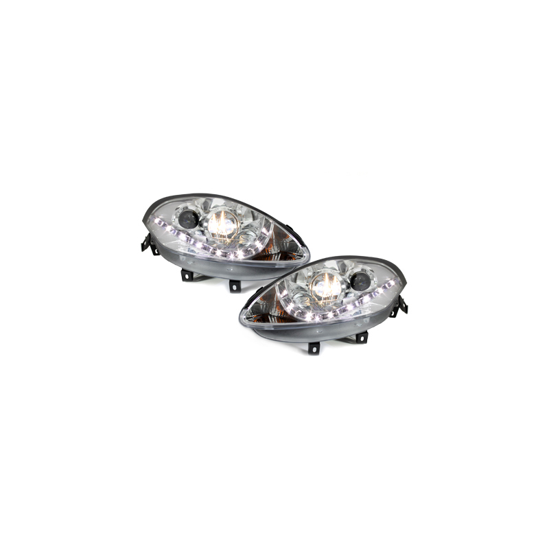 Phares DAYLINE Fiat Bravo 07-10  avec Feux Diurne LED   Chrome