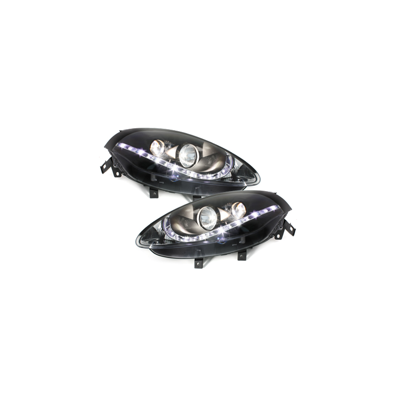 Phares DAYLINE Fiat Bravo 07-10  avec Feux Diurne LED   Noir