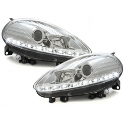 Phares D-LITE Fiat Punto Evo 09+ avec Feux Diurne Chrome