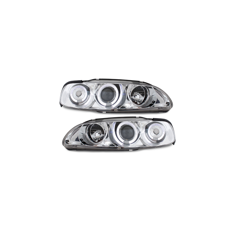Phares Honda Civic 2/3T 91-95  avec anneaux lumineux angel eyes  Chrome